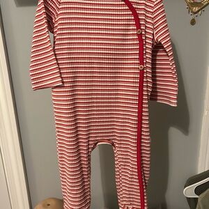 Mud Pie Red and White Striped Kids Footie